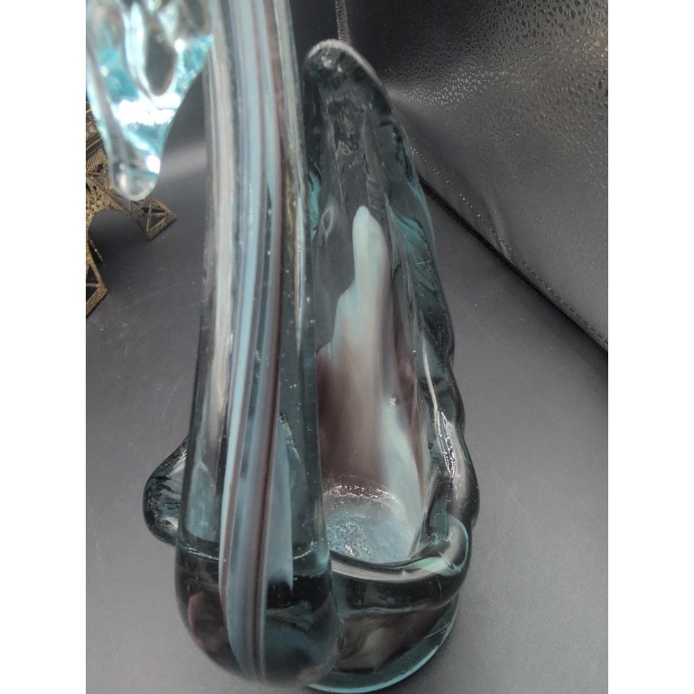 Vintage Mcm Murano Style Swan Handblown Powder Blue Wine Burgundy 11" - Picture 5 of 10